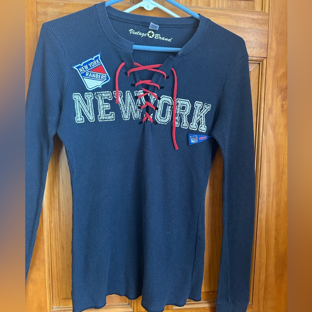 New York Rangers Lace-Up Long Sleeve thermal  Shirt